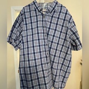 Classic Navy Plaid Men's Button Down Shirt